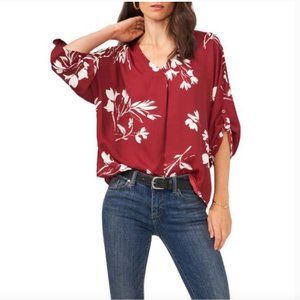 VINCE CAMUTO Womens Maroon Unlined Pullover Vented Hem Dolman Sleeve Blouse